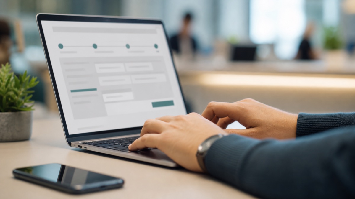 Entrepreneur filling in an online single-window form